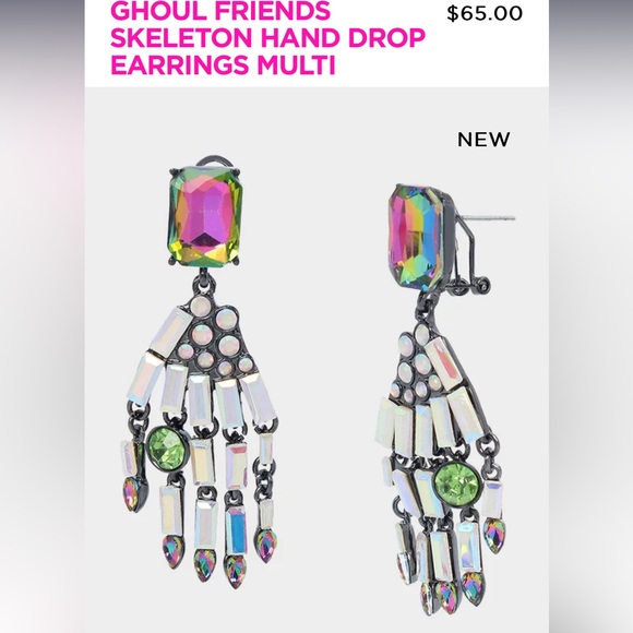 BETSEY JOHNSON Halloween Ghoul Friends hand drop Skeleton Hands earrings NWT - Picture 1 of 6